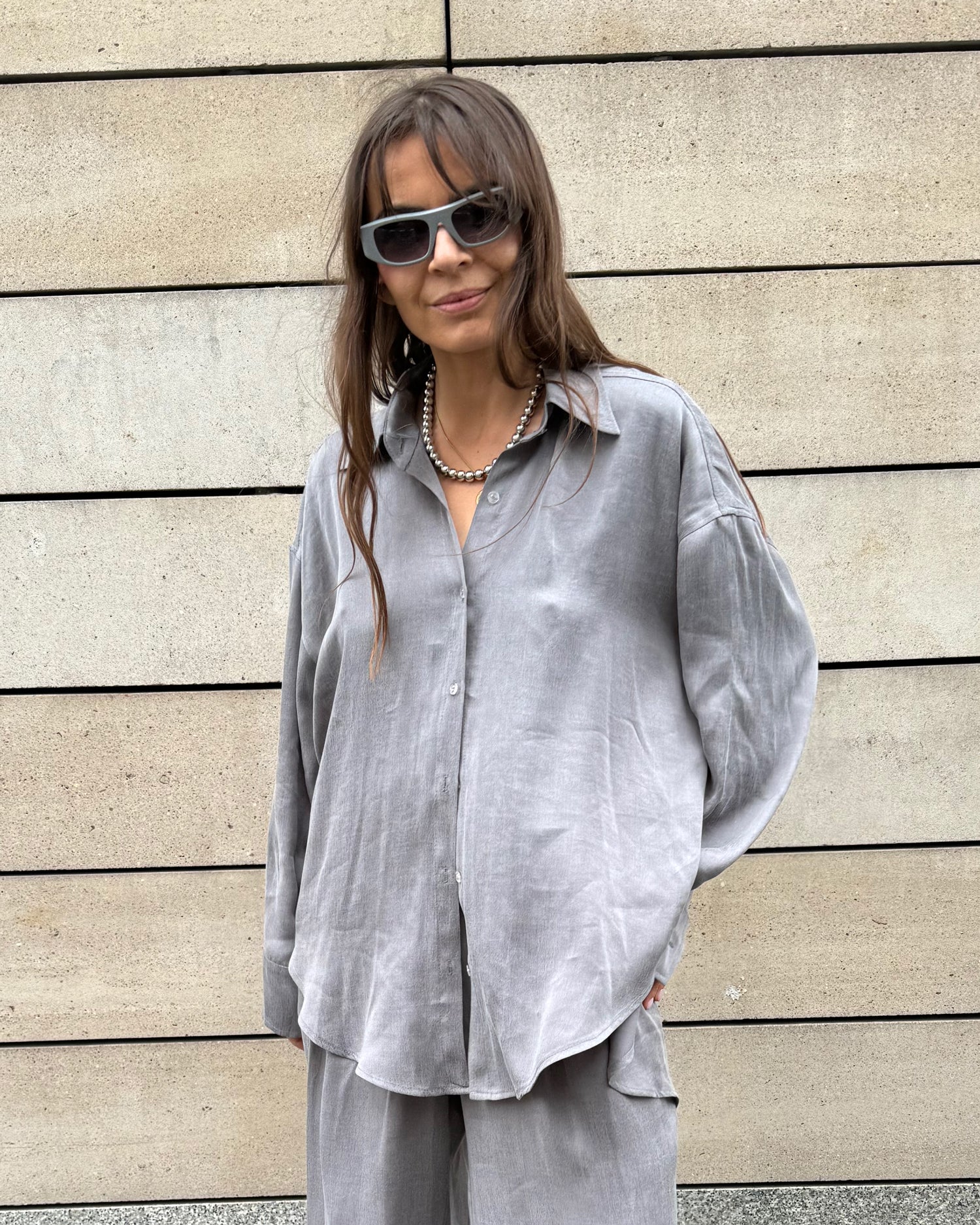 Koszula Sedate long bossy silver premium