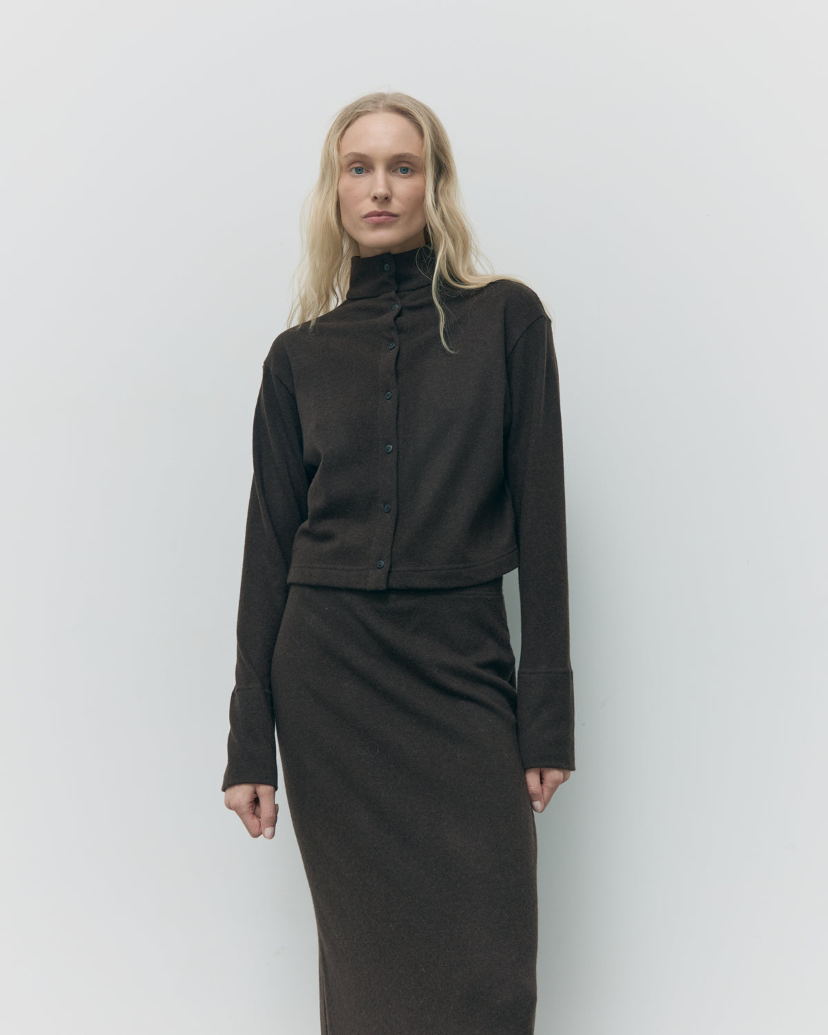 Golf kardigan Cocoon choclate wełna