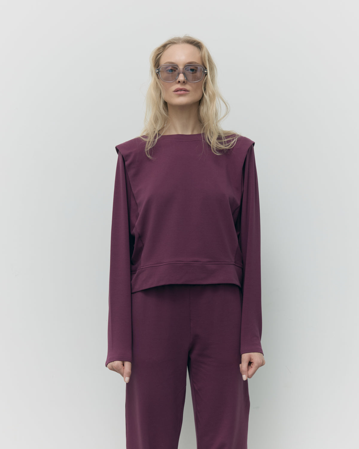 Bluza Art mauve wine z poduchami