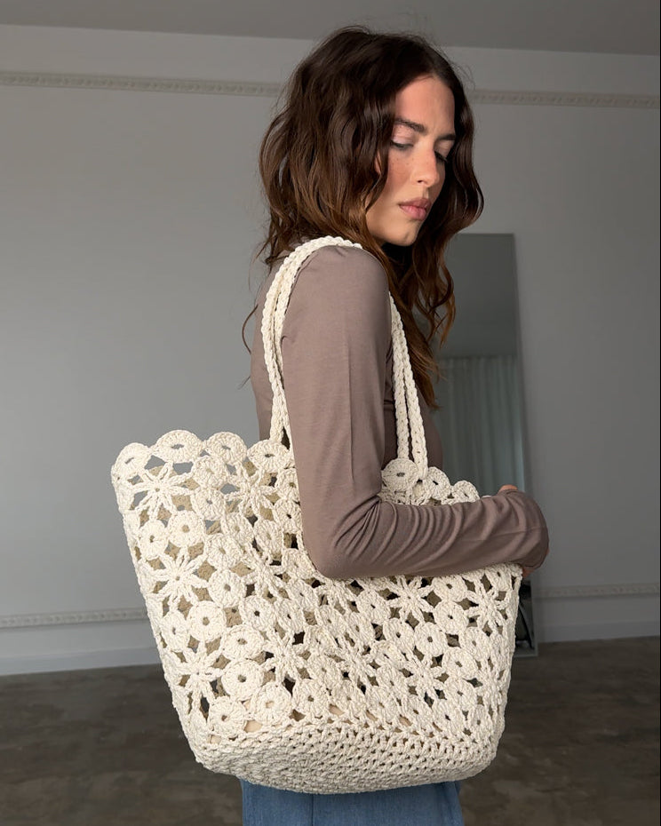 Kosz crochet ecru