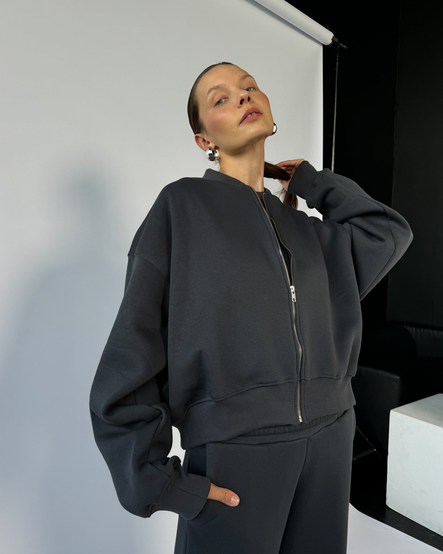 Bluza Bomber light antracite na zamek