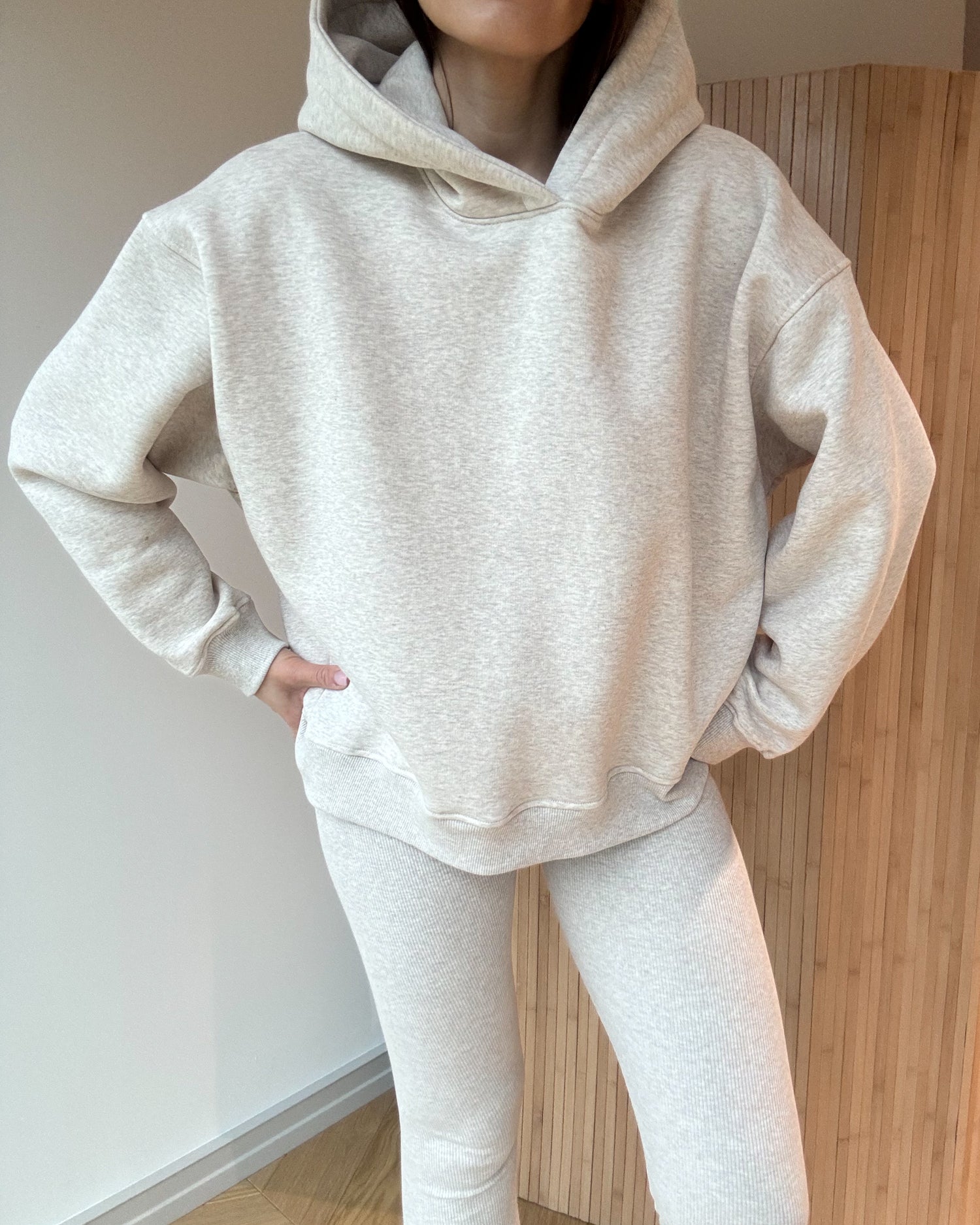 Bluza Soho light mocca melange z kapturem