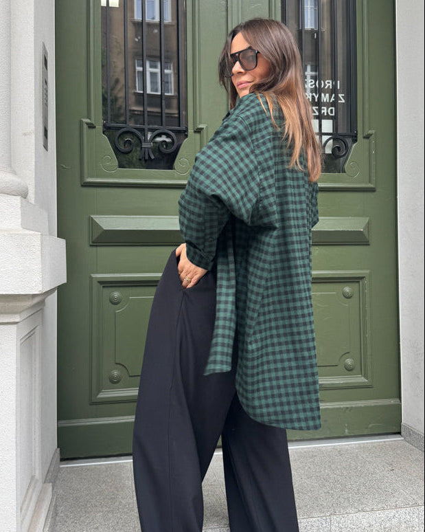 Koszula Calm oversize zielona z czarnym