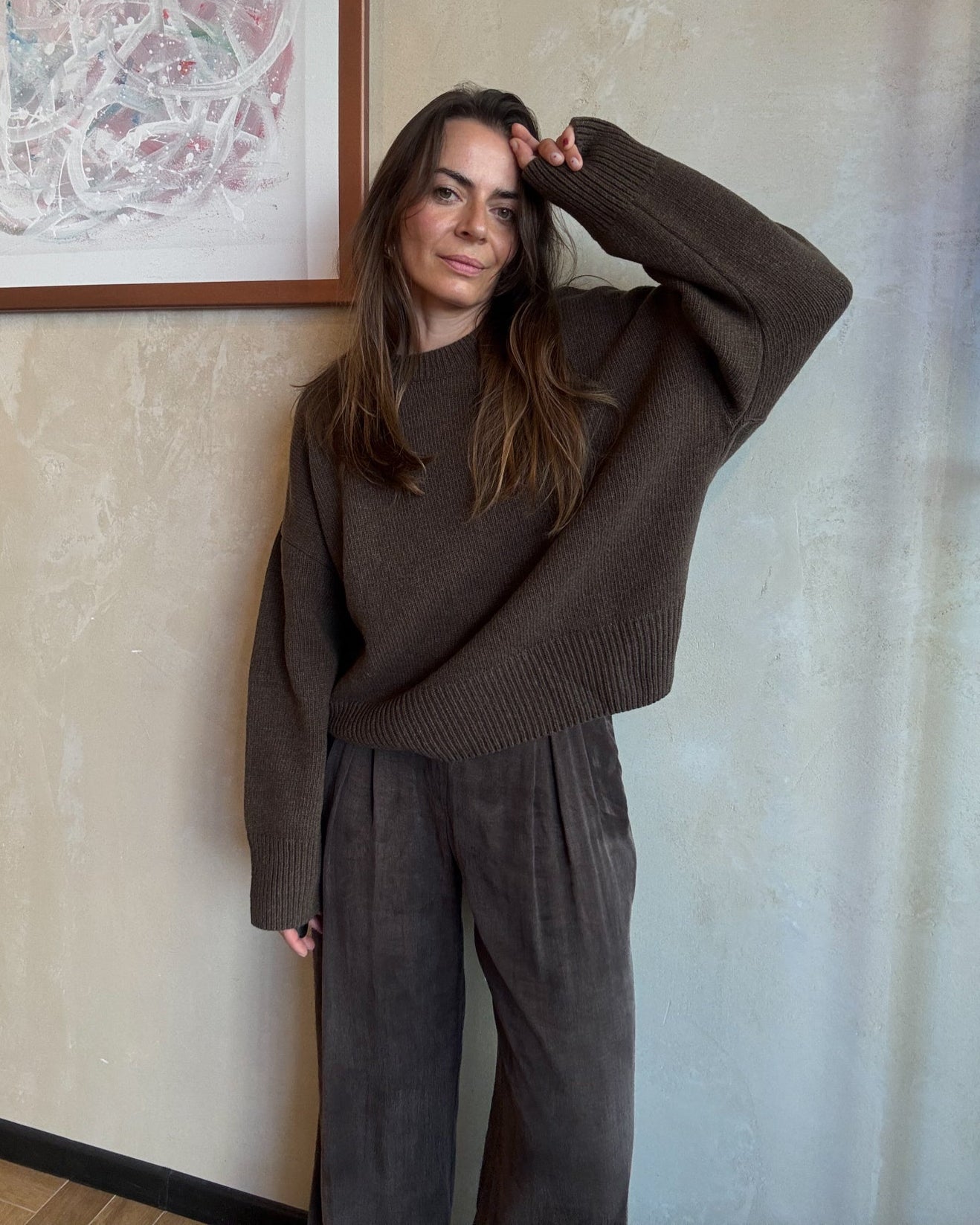 Wełniany sweter Aspen choclate premium