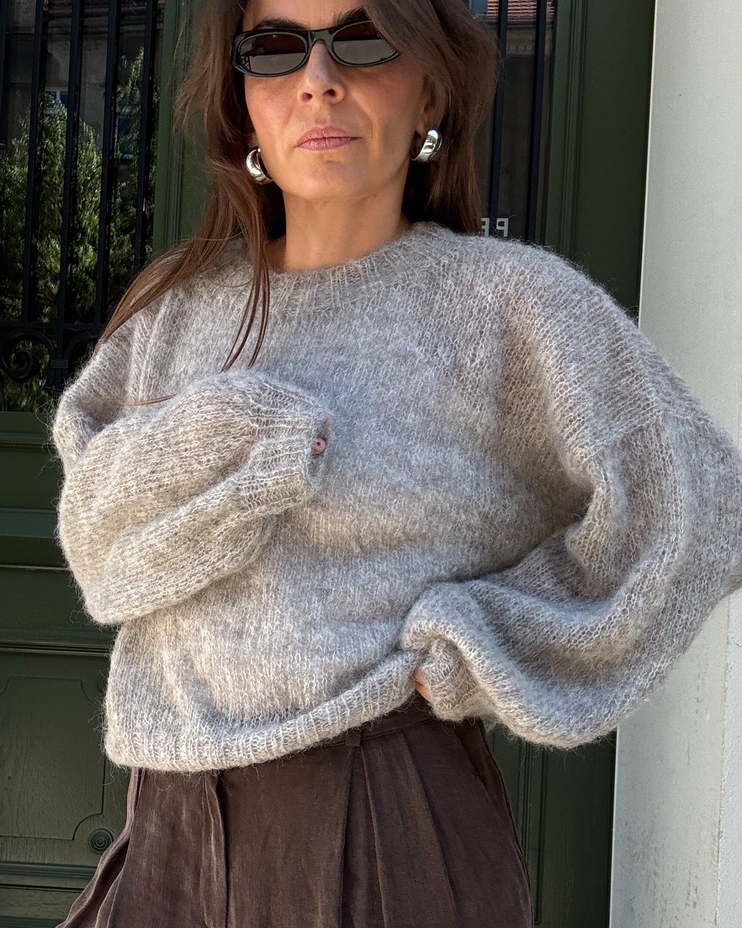 Jedwabny sweter Crafted grey