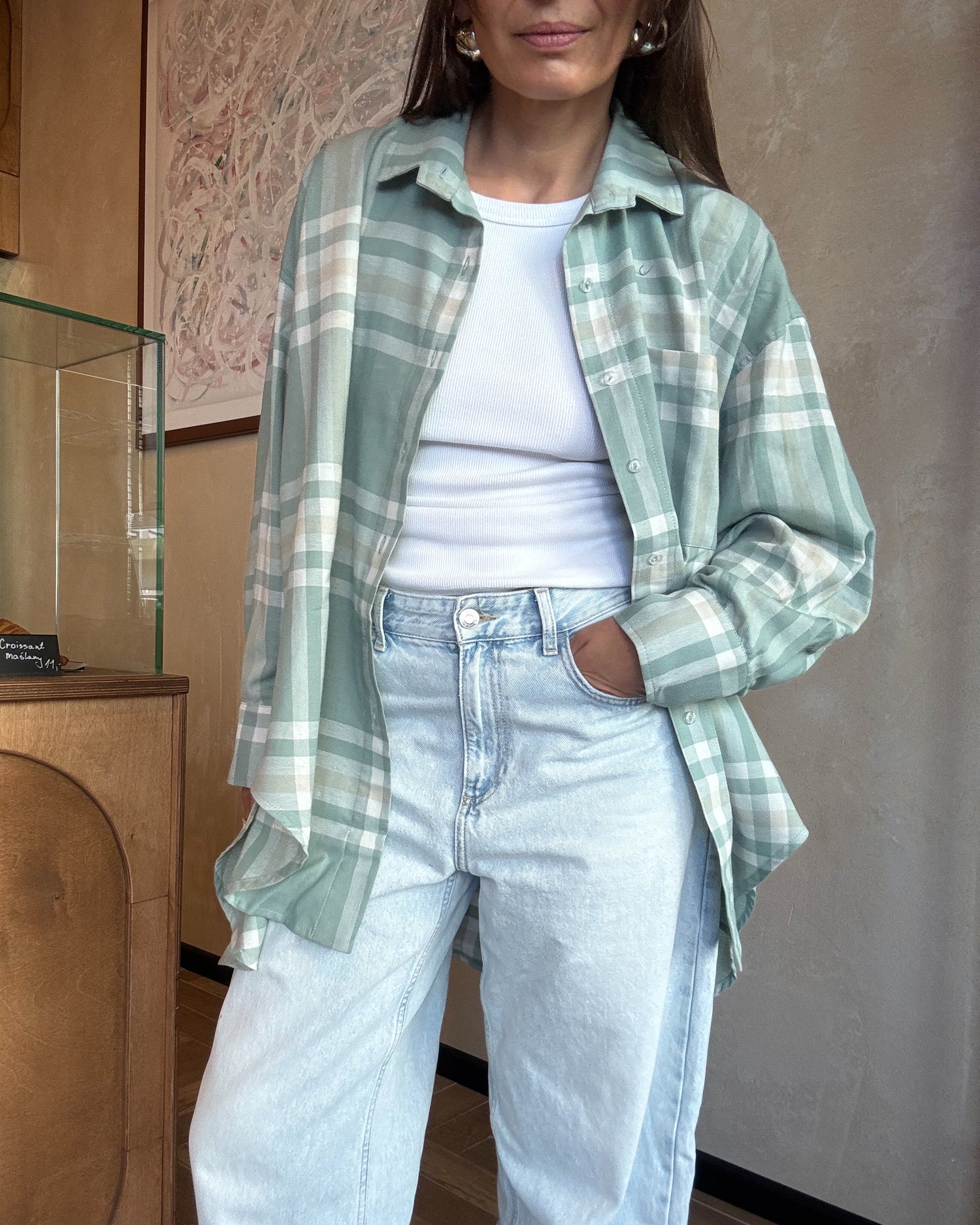 Koszula Calm oversize mint krata