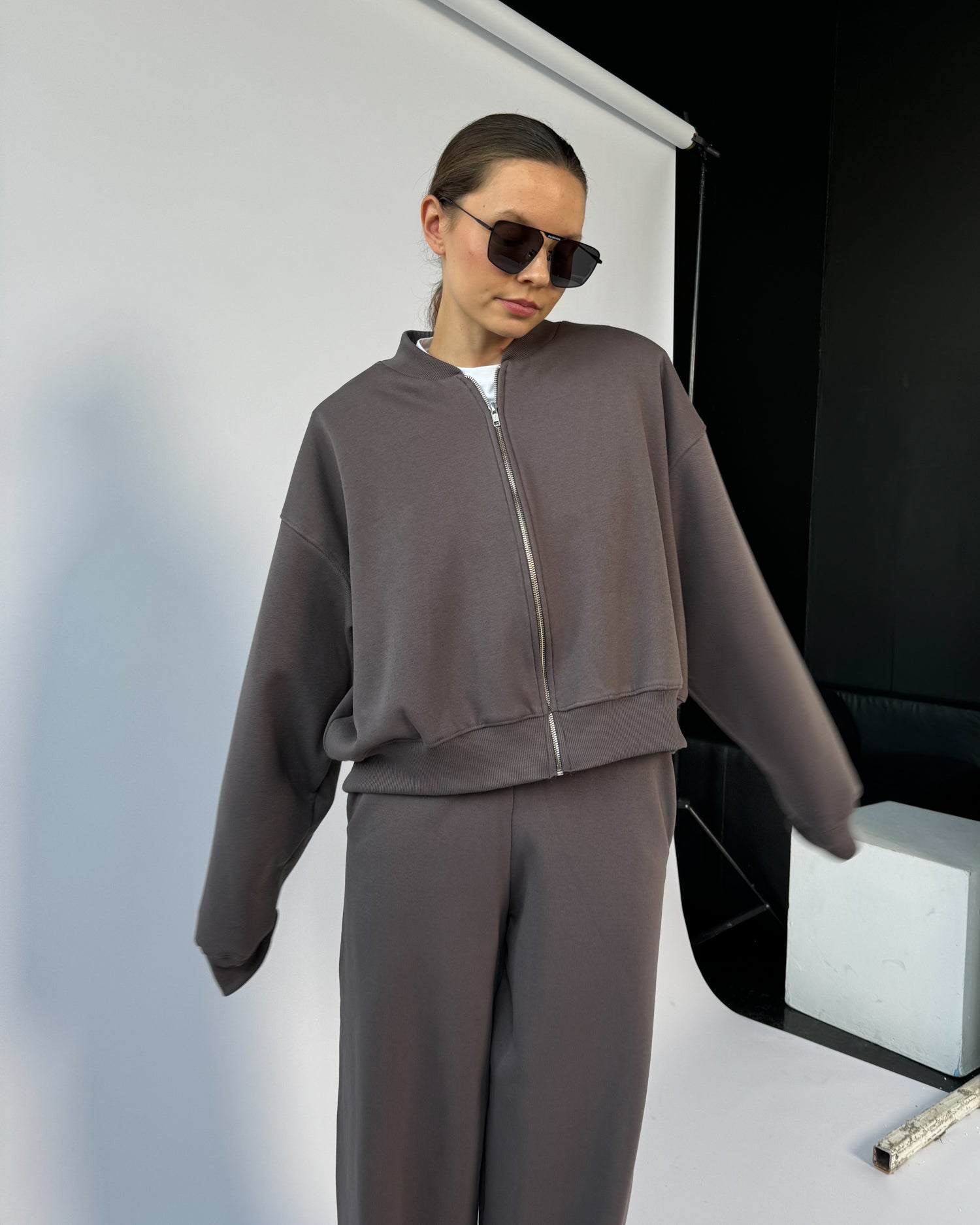 Bluza Bomber cacao na zamek