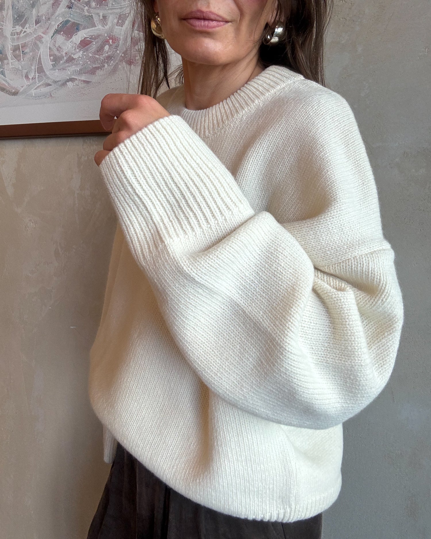 Wełniany sweter Aspen trully ecru premium