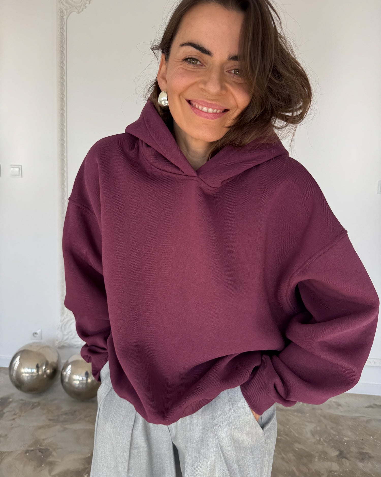 Bluza Soho mauve wine z kapturem