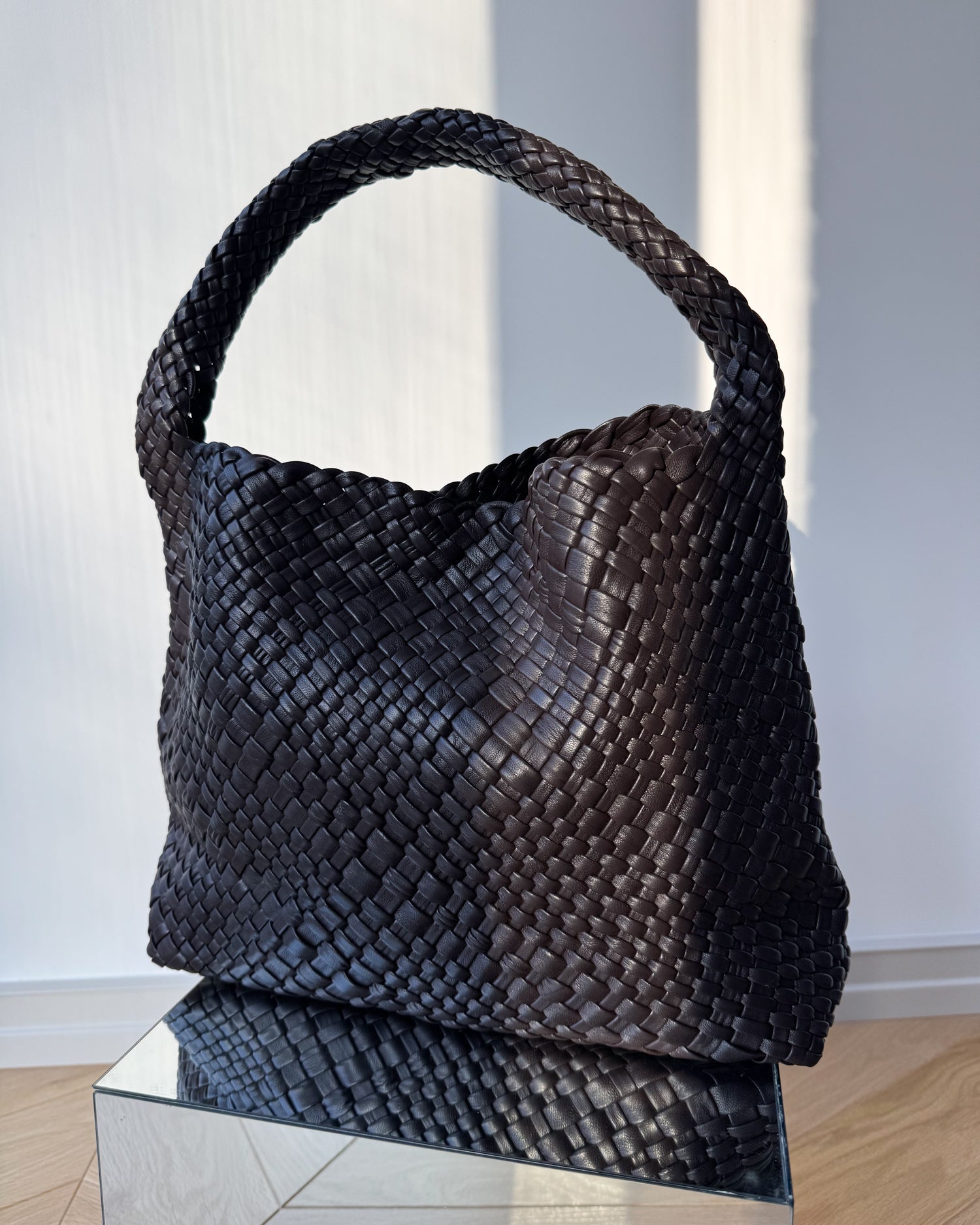 Torba Handcrafted medium brown skóra naturalna