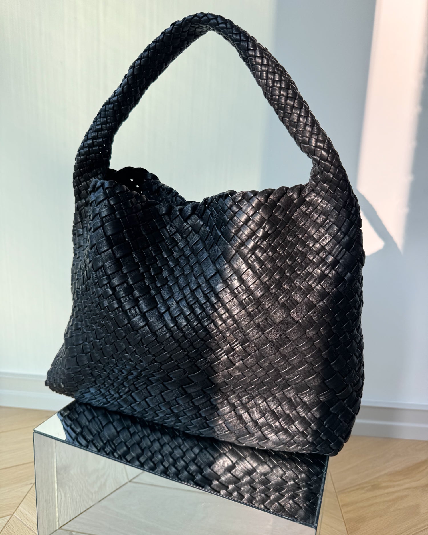Torba Handcrafted medium black skóra naturalna