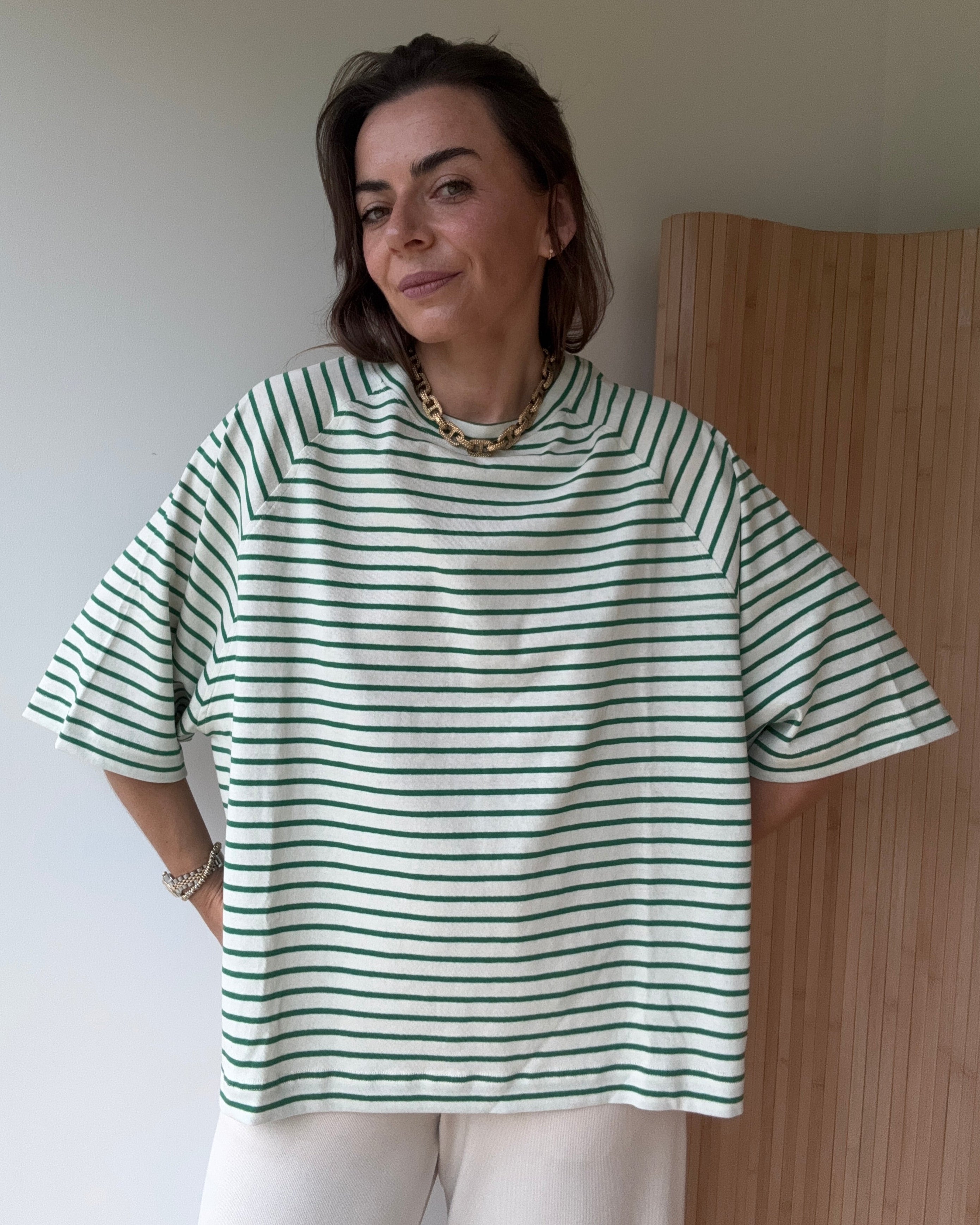T-shirt Chillout green stripes bawełna