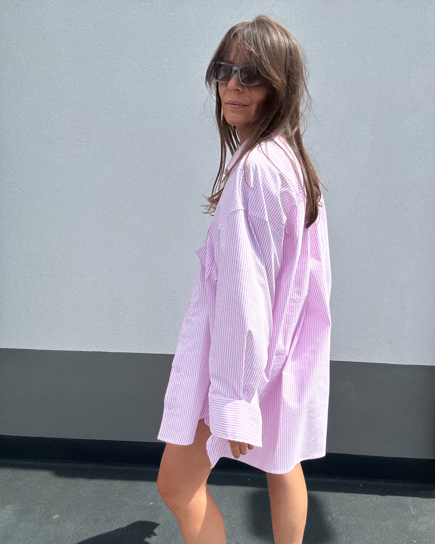 Koszula Calm oversize pastel pink stripes