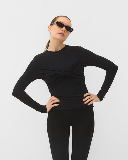 Jedwabisty longsleeve Catch me modal black