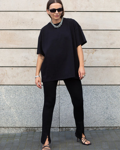 Czarny t-shirt bawełniany Cheer oversize