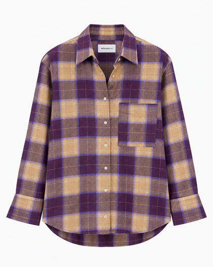 Koszula Intense cotton beige violet poduchy
