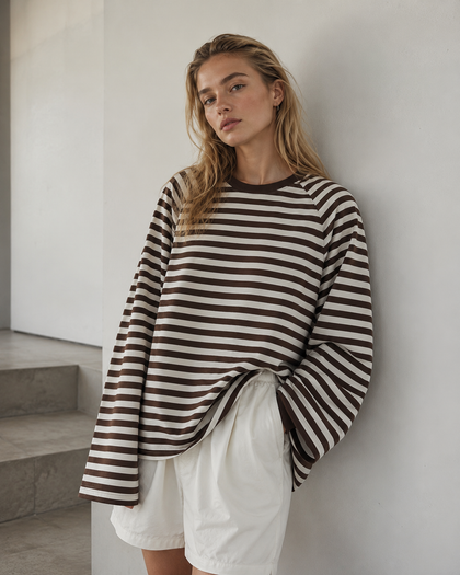 Longsleeve Chillout creamy & brown