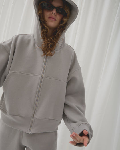 Bluza Restful paloma na zamek z kapturem