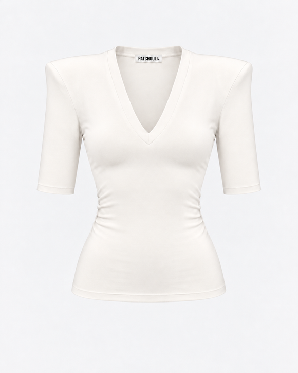 T-shirt CLOSE V-Neck Ecru – packshot