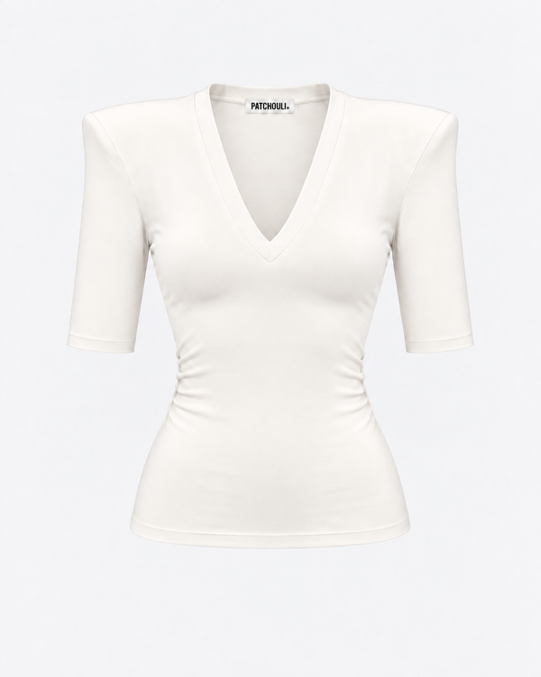 T-shirt CLOSE V-Neck Ecru – packshot