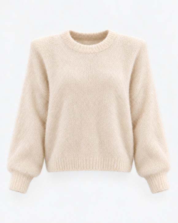 Sweter Crew Neck Super Kid Mohair Ecru z odpinanymi poduszkami