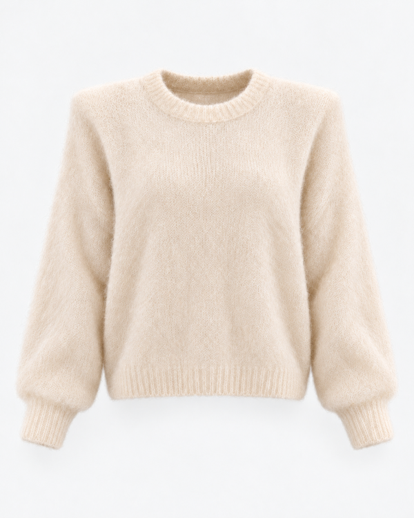 Sweter Crew Neck Super Kid Mohair Ecru z odpinanymi poduszkami