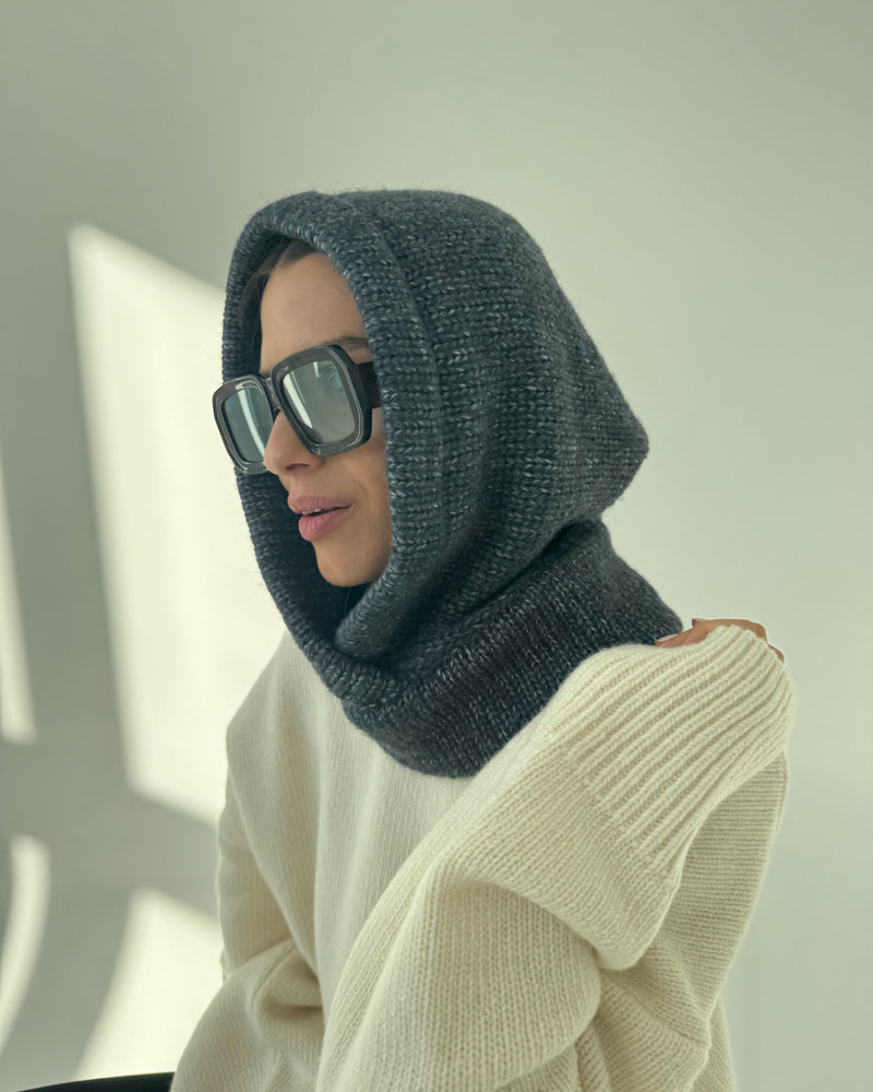 Wełniana Balaclava graphite premium
