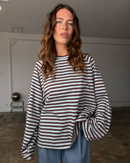 Longsleeve Chillout brown & blue