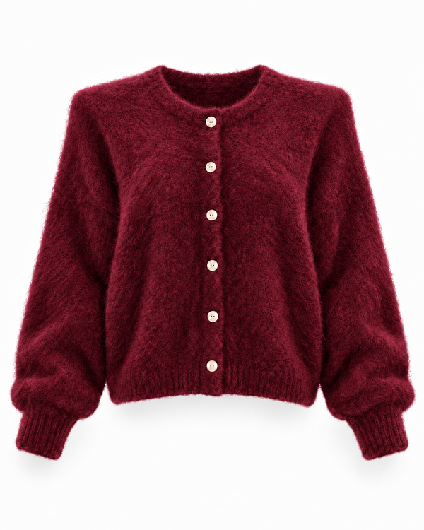 Burgundowy kardigan Kid Mohair z odpinanymi poduszkami — packshot
