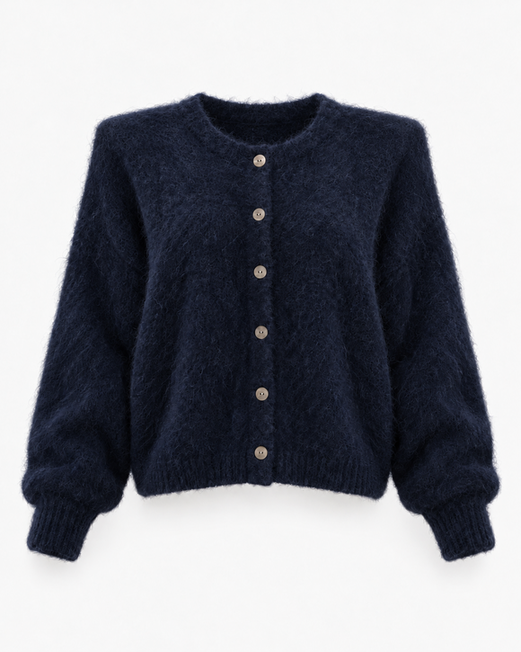 Granatowy kardigan Kid Mohair Navy z odpinanymi poduszkami