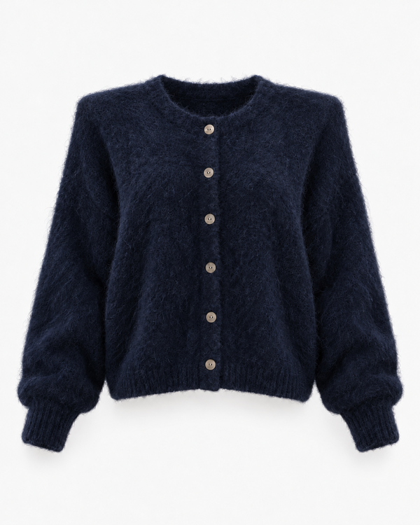 Granatowy kardigan Kid Mohair Navy z odpinanymi poduszkami
