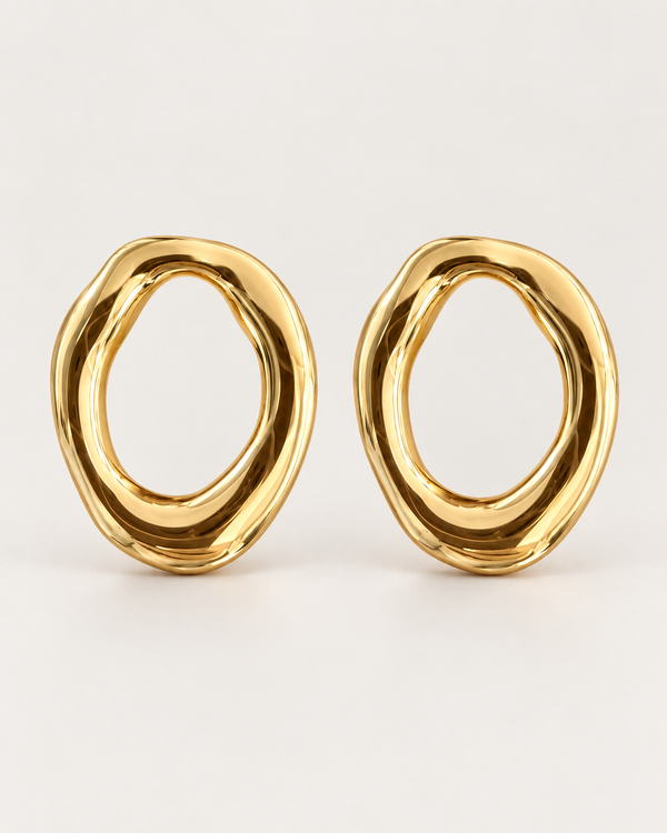 Kolczyki Organic Oval Gold – złoty kolor, 30 mm
