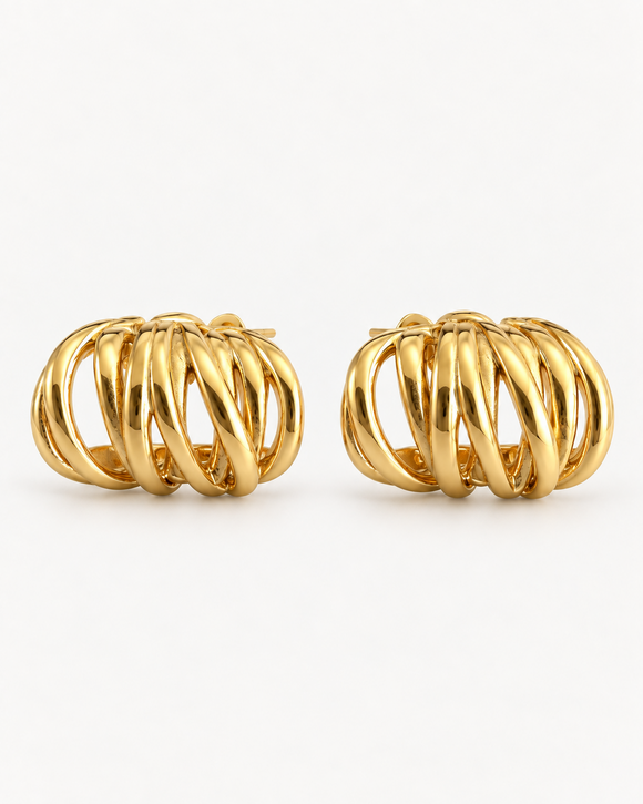 Złote kolczyki Weave Gold o plecionej formie