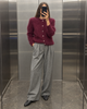 Kardigan Kid Mohair Burgundy z poduszkami – pełna sylwetka