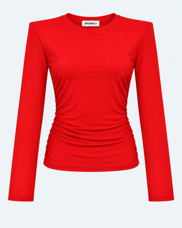 Longsleeve Close Crew Neck Red z odpinanymi poduszkami – packshot przód