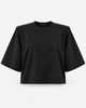 T-shirt WOW SHORT Black – packshot z podkreśloną linią ramion i poduszkami