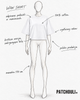 T-shirt WOW SHORT White na manekinie 170 cm – 100% cotton, odpinane poduszki w ramionach, wydłużone rękawy, krótsza wersja zakrywająca talię, polska produkcja